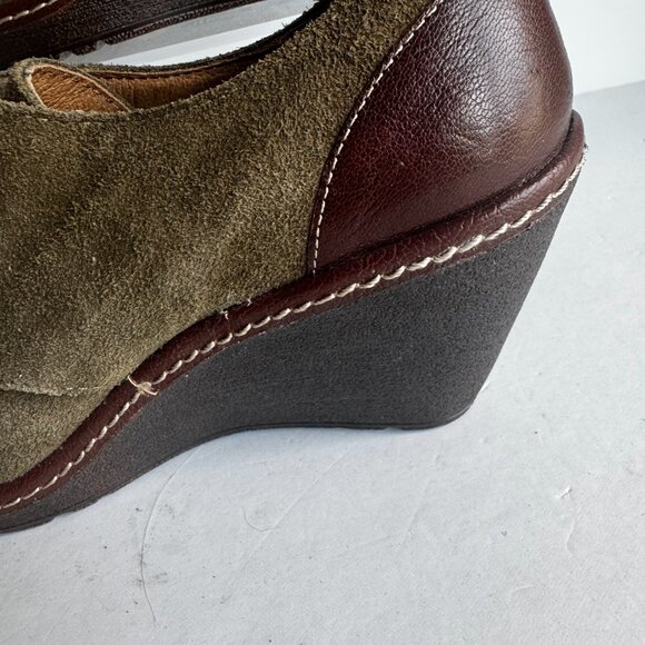 Sofft Premier Womens 7W Booties Suede Camila Havana Green Brown Wedge Lace up Bo - Picture 5 of 14